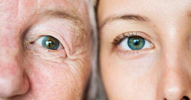 A idade em que seu corpo começa a envelhecer (e como evitar o declínio) Comparação entre rosto jovem e envelhecido ilustrando a idade que o corpo começa a envelhecer